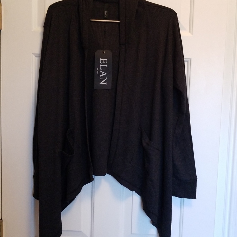 Elan Black Hoodie - Open Jacket Cardigan